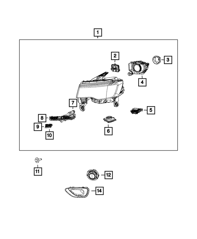 68111035AK - : Headlamp, Left, Export for Mopar Image