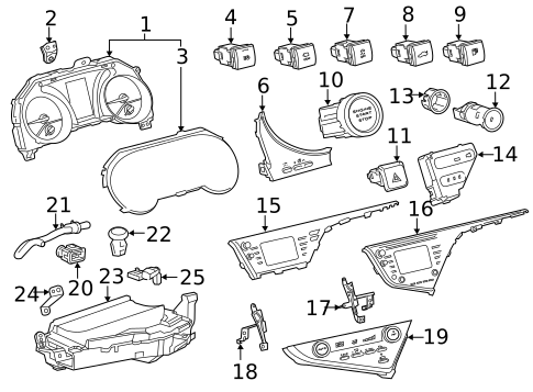 Cluster & Switches for 2020 Toyota Camry #0