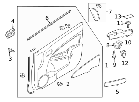 Interior Trim - Front Door for 2011 Mazda 2 #0