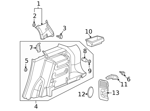Interior Trim - Quarter Panels for 2005 Chevrolet Equinox #0