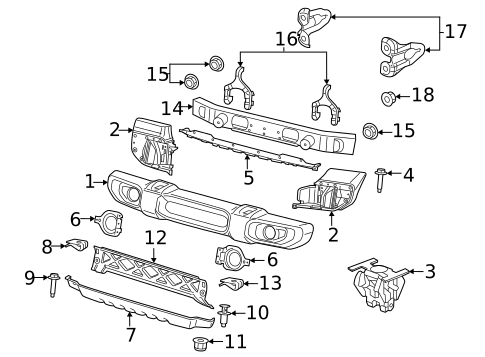 Bumper & Components - Front for 2022 Jeep Gladiator #0