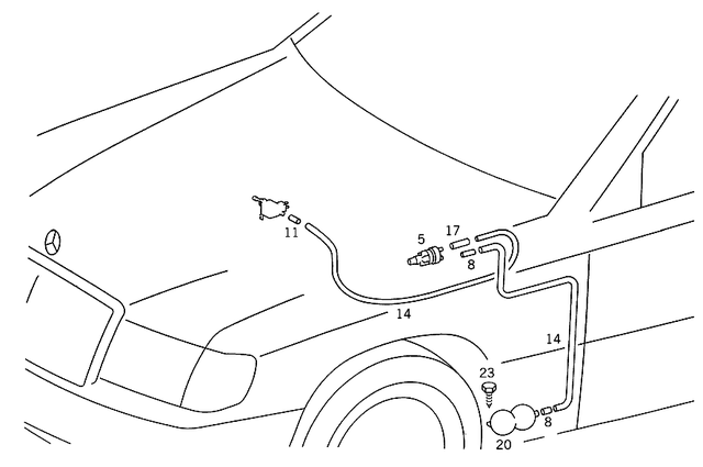 1268000078 - Vacuum System: Check Valve for Mercedes-Benz: 190, 190D, 190E, 200, 200D, 230, 260E, 280, 280C, 280CE, 280E, 280S, 280SE, 280SEL, 300CE, 300D, 300E, 300SE, 300SEL, 300TD, 300TE, 380SE, 380SEC, 380SEL, 400E, 500E, 560SEC, 560SEL, 560SL Image image