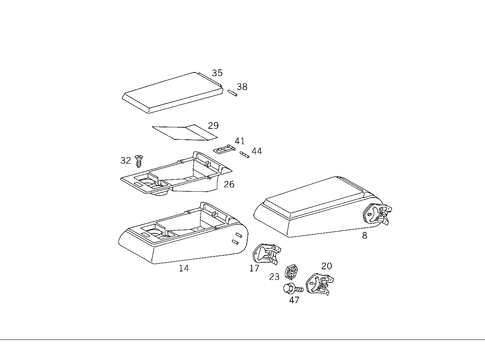 Folding Armrest, Seat Adapter, Ashtray in the Rear, Storage Box for 1984 Mercedes-Benz 500SEC #1