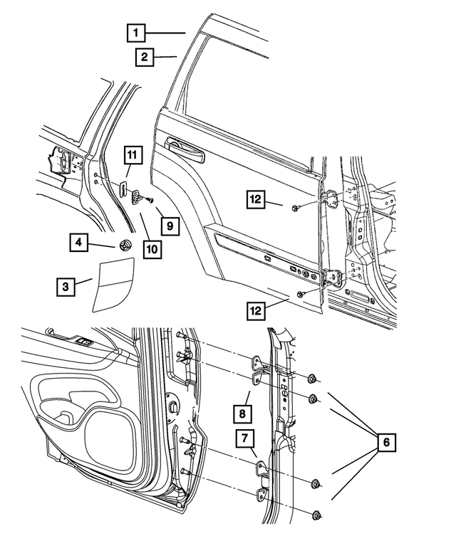 68258514AD - Doors, Door Mirrors and Related Parts: Rear Door Outer Repair Panel, Right for Mopar Image image