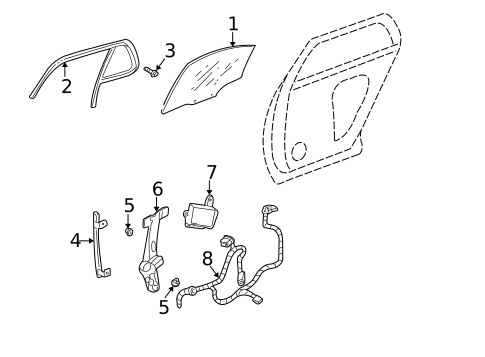 Glass - Rear Door for 2000 Cadillac DeVille #0
