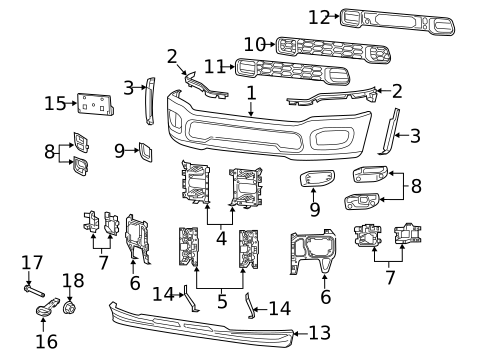 Bumper & Components - Front for 2023 Ram 2500 #0