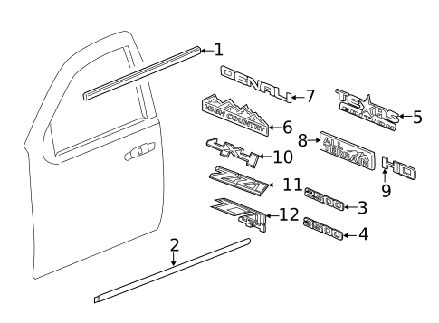 OEM GM Rear Passenger Door Body Side Molding Trim – 22775456, Fits Silverado/Sierra 2014-2020
