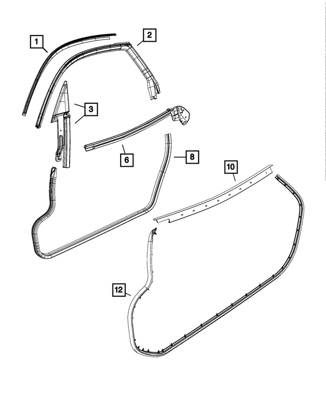 68096408AC - Doors, Door Mirrors and Related Parts: Weatherstrip Retainer, Right for Mopar Image