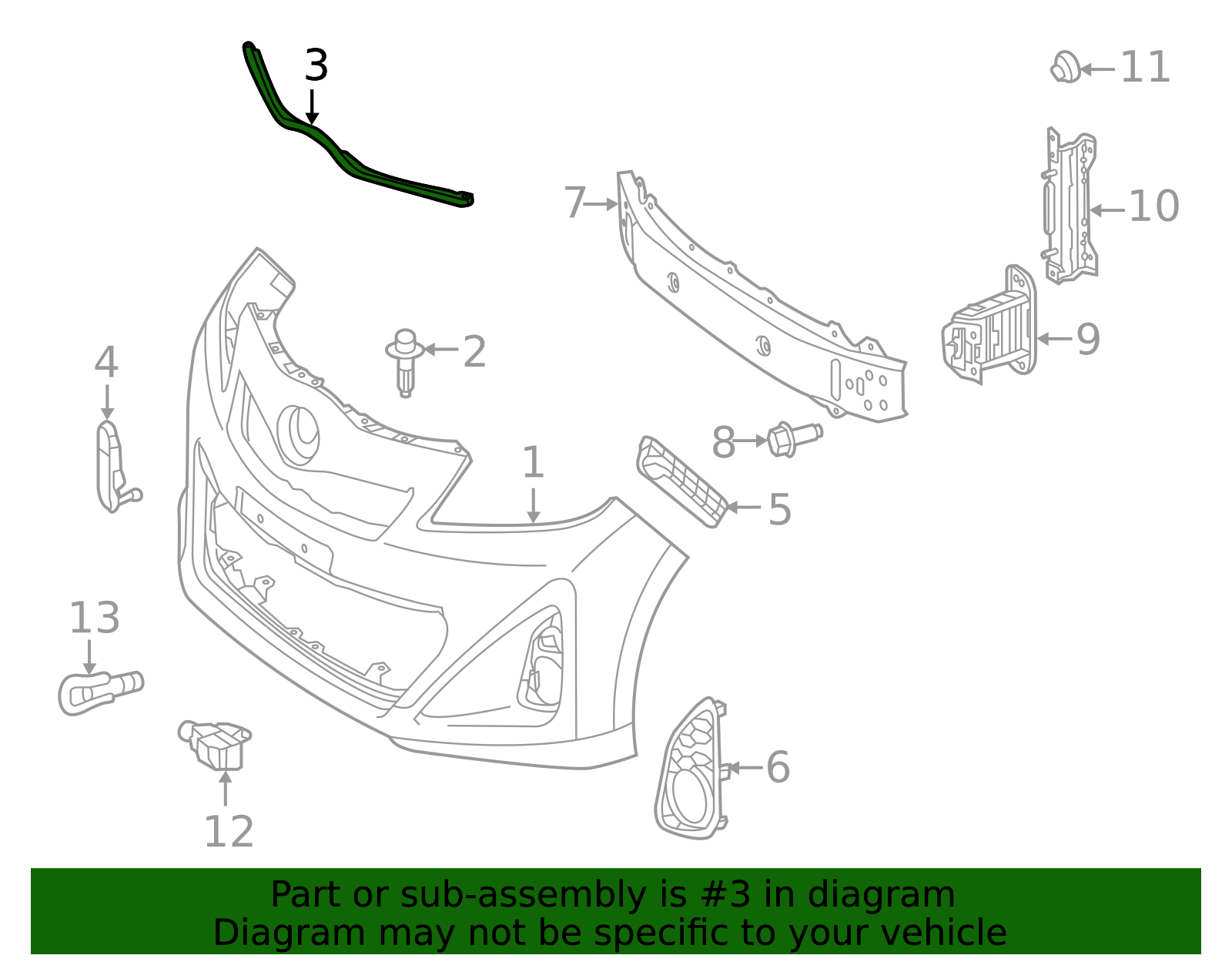 52591-52180 - Bumper Seal - 2007-2012 Toyota Yaris | OEM Parts To You