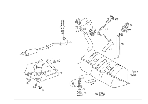 Fuel Tank with Detachable Parts for 1993 Mercedes-Benz 400SEL #0