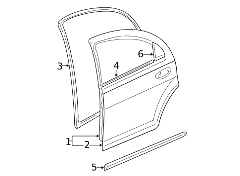 Exterior Trim - Rear Door for 2002 Dodge Stratus #0