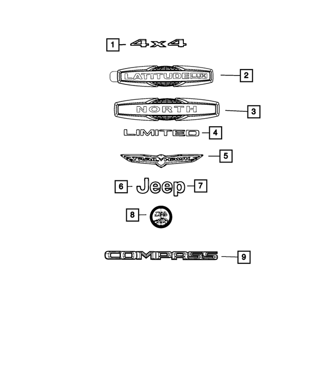 68248741AA - Exterior Ornamentation: Liftgate Nameplate, Right for Mopar Image image