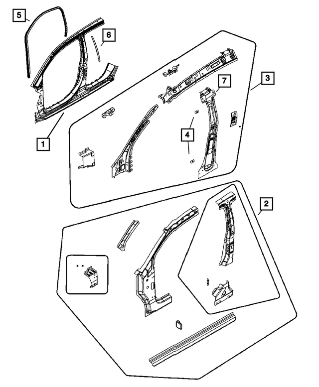 5115917AD - Body Sheet Metal Except Doors: Body Side Aperture Inner Panel, Left for Mopar Image
