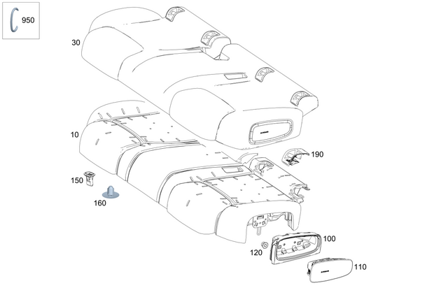 2479205103 - Rear Seat Bench: Padding, Rr Seat Cushion for Mercedes-Benz Image image