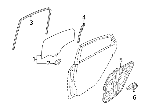 Glass - Rear Door for 2013 Hyundai Sonata #0