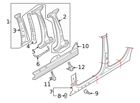 Center Pillar & Rocker for 2017 Audi RS3 #0