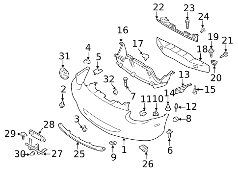 Bumper & Components - Front for 1999 Mazda Miata #0
