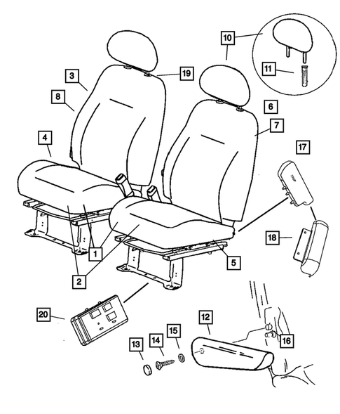 Front Seats and Attaching Parts for 2005 Chrysler PT Cruiser #3