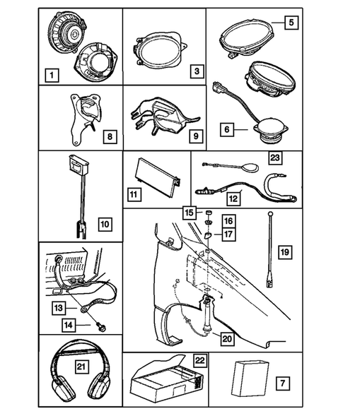 Radio, Antenna, and Speakers for 2006 Chrysler Town & Country #1