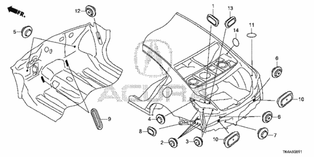 Grommet (RR.) for 2014 Acura TL #0