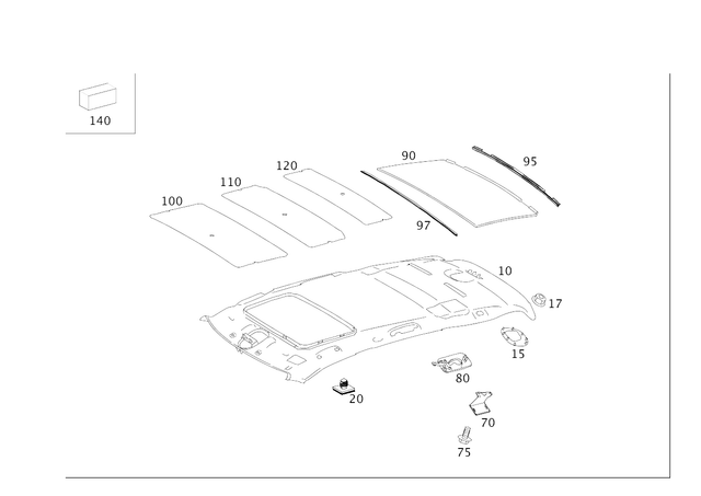 1646903150 - Covering and Lining: Trim, Roof for Mercedes-Benz: ML320, ML350, ML450, ML500, ML550, ML63 AMG Image image