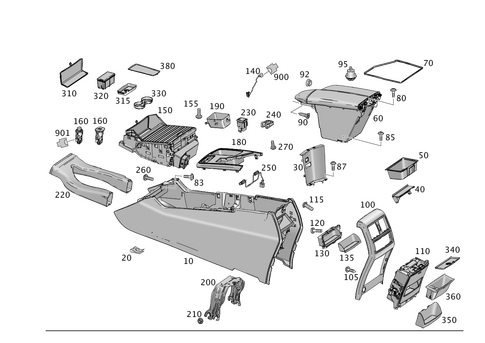 Housing with Stowage Tray, Armrest and Ashtray for 2016 Mercedes-Benz GLE550e #0