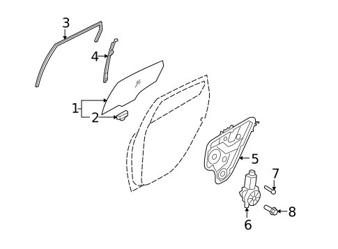 Glass - Rear Door for 2012 Hyundai Elantra #0
