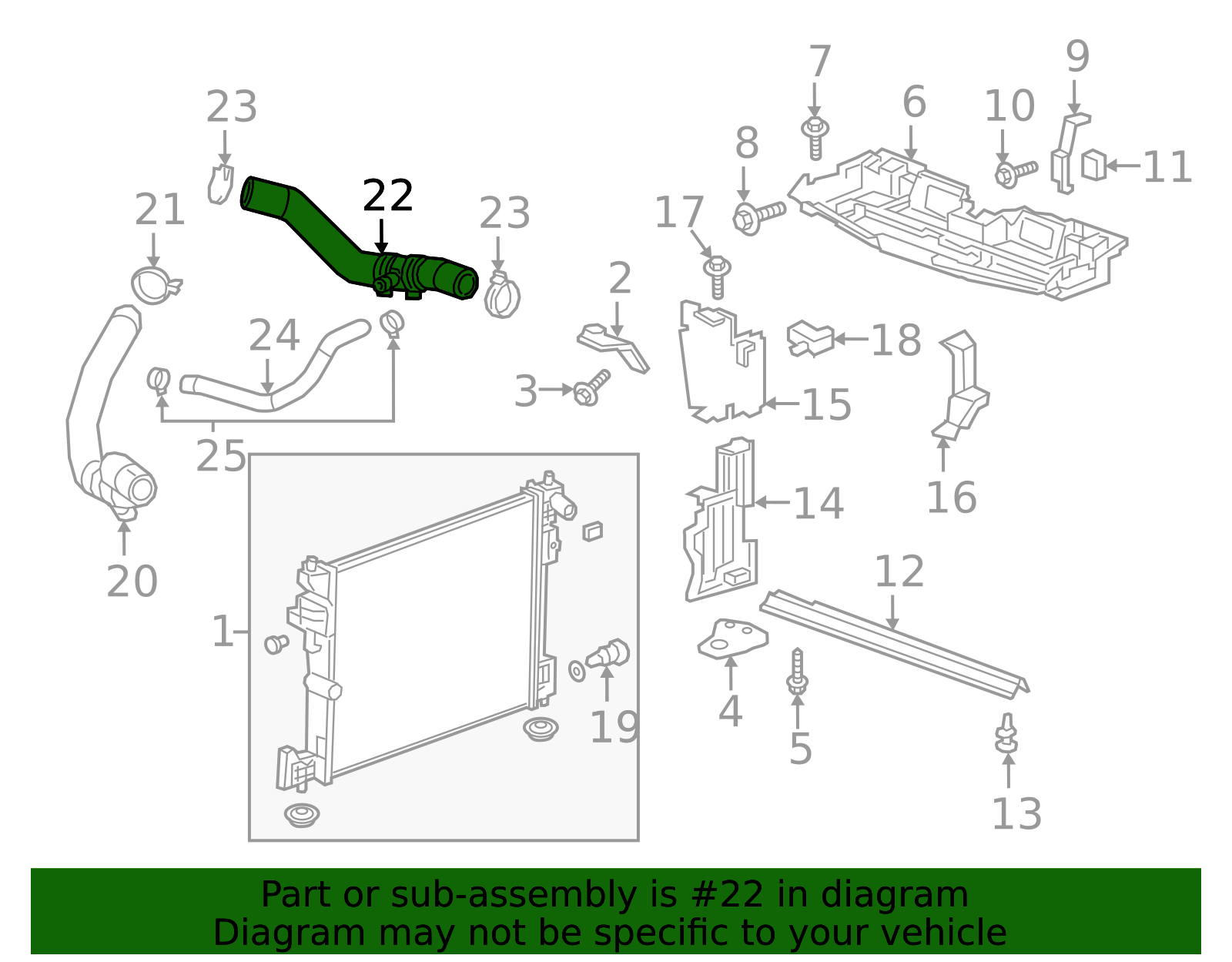 2016-2020 Cadillac CT6 Radiator Outlet Hose 23486493 GM | GMPartsDirect.com
