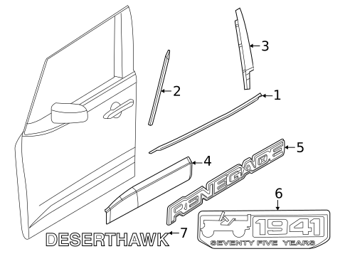 Exterior Trim - Front Door for 2018 Jeep Renegade #0