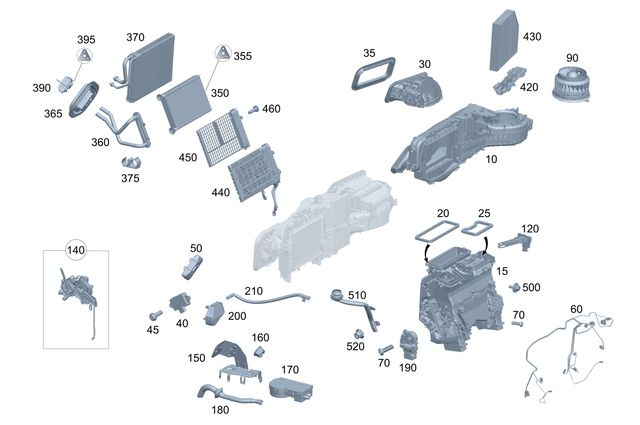 2058309404 - Heating and Ventilation: Evaporator Housing for Mercedes-Benz: AMG GT 43, AMG GT 53, AMG GT 63, AMG GT 63 S, AMG GT 63 S E Performance, C350e, C400, C43 AMG, C450 AMG, C63 AMG, C63 AMG S, CLS450, CLS53 AMG, E300, E350, E400, E43 AMG, E450, E53 AMG, E63 AMG S, G500, G550, G580, G63 4x4 Squared AMG, G63 AMG, GLC300, GLC43 AMG, GLC63 AMG, GLC63 AMG S Image image