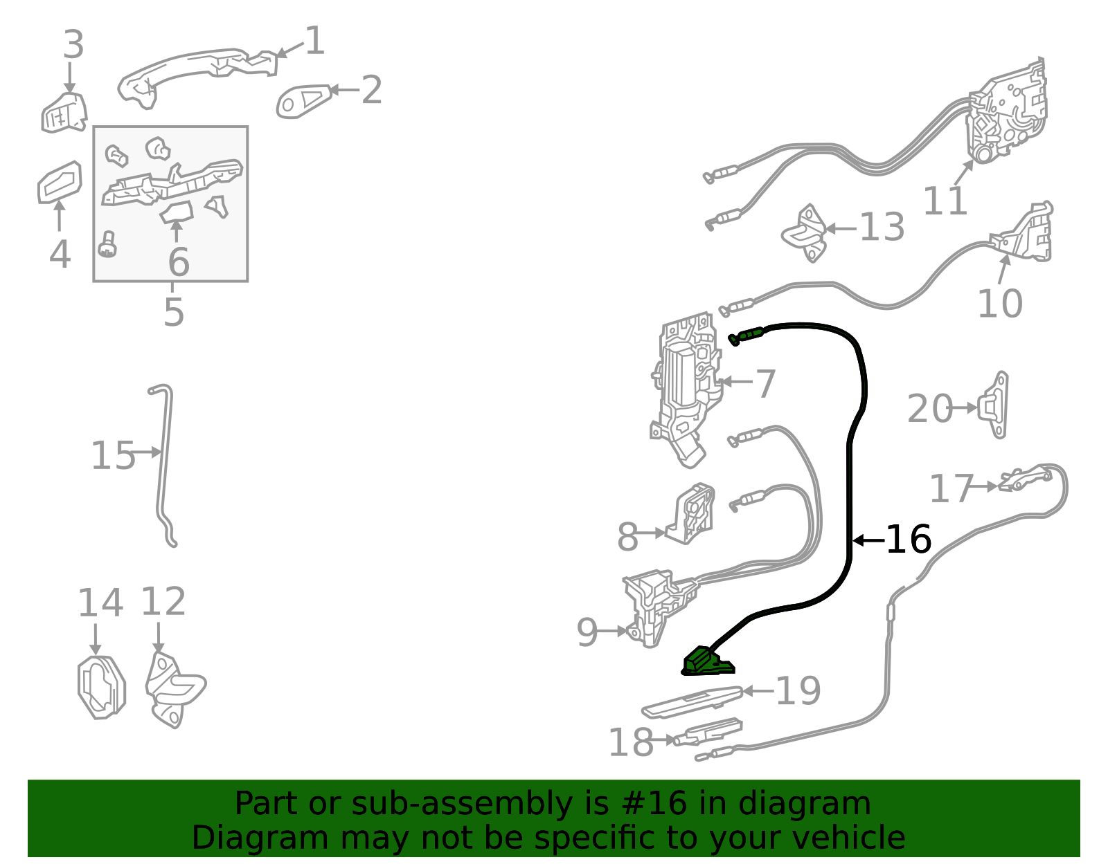 69050-08050 - Sliding Door Lock Actuator Cable 2011-2020 Toyota