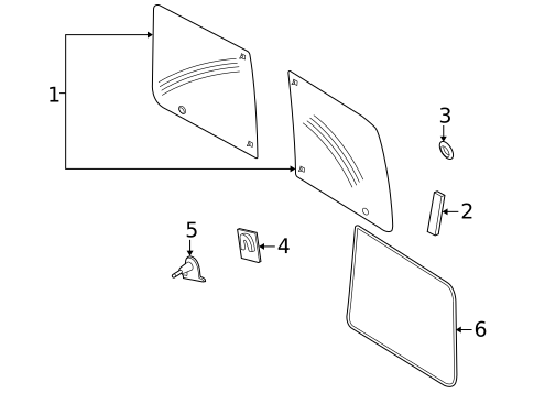 Glass & Hardware - Back for 2010 Ford Transit Connect #0