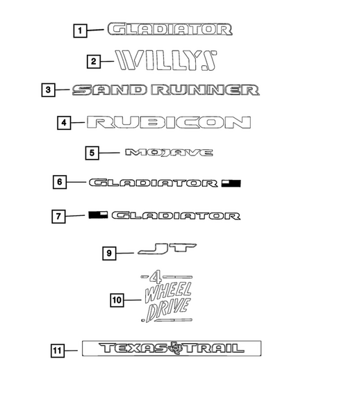 Decals and Tape strips for 2026 Jeep Gladiator #0