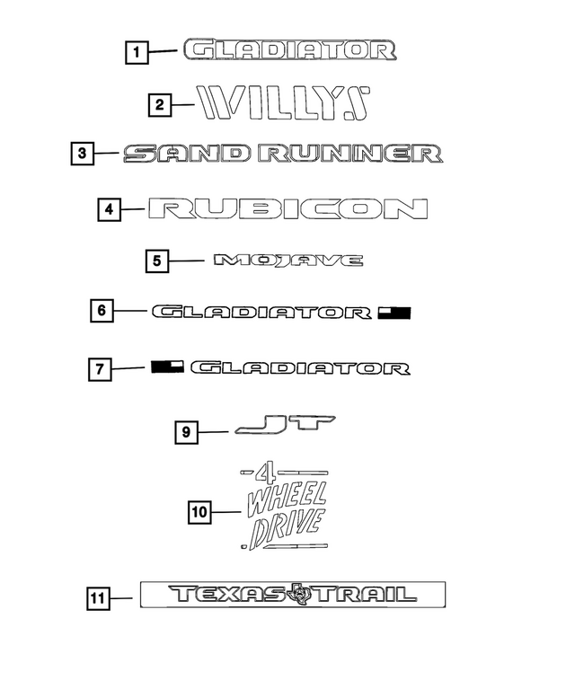 6KM53RXFAA - Exterior Ornamentation: Front Fender Decal, Right Or Left for Jeep: Gladiator Image