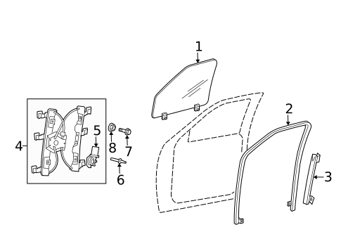 Glass - Front Door for 2007 Mercury Mountaineer #0