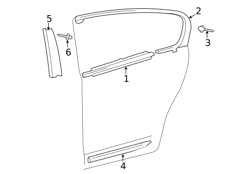 Exterior Trim - Rear Door for 2009 Lexus GS460 #0