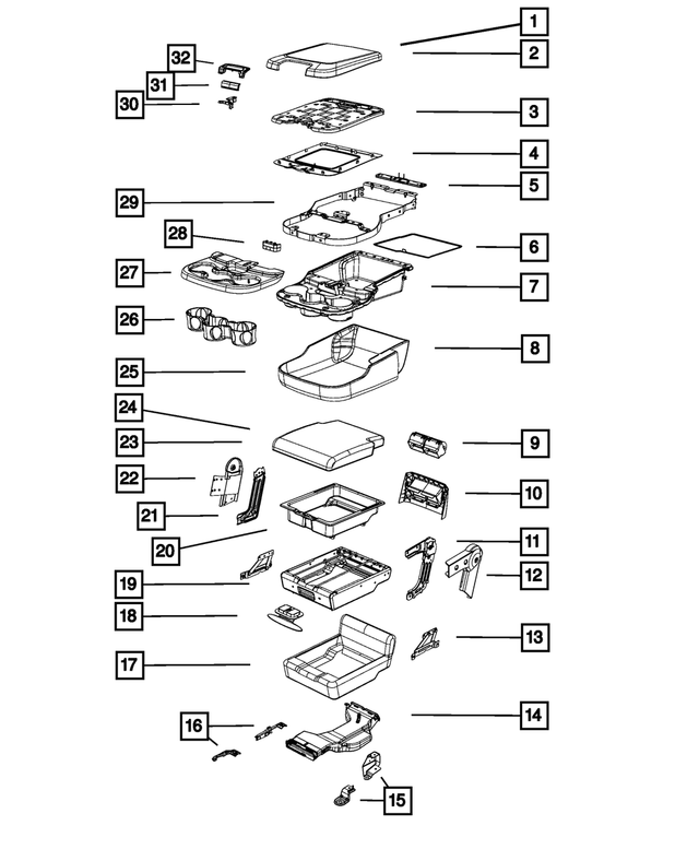5NJ79LA8AA - Interior Trim: Armrest Bin Lid for Mopar Image image