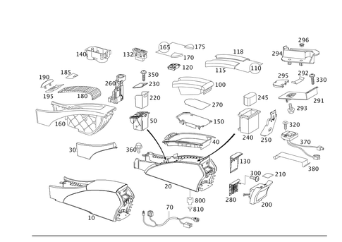 Housing with Tray, Armrest, and Ashtray for 2008 Mercedes-Benz E320 #0