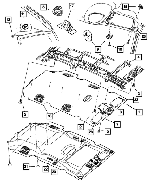 Headliner and Visor for 2004 Dodge Caravan #0