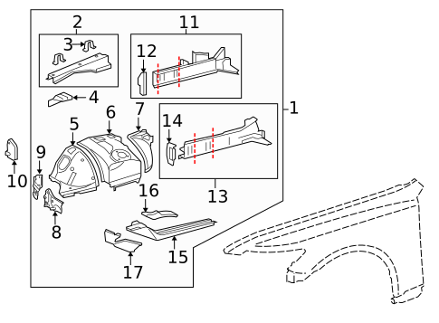 Structural Components & Rails for 2013 Lexus LS460 #0