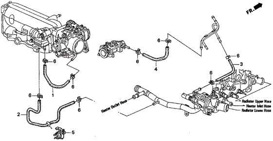 Water Hose (1) for 1997 Acura CL #0