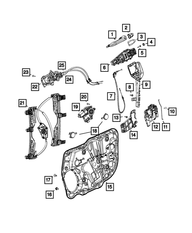 5SV51NRVAA - Doors, Door Mirrors and Related Parts: Exterior Door Handle, Left for Mopar Image