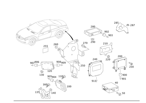 Control Modules and Relays in Load Compartment for 2009 Mercedes-Benz CL 550 #0