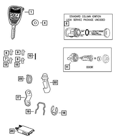 Lock Cylinders and Keys for 2007 Dodge Dakota #0