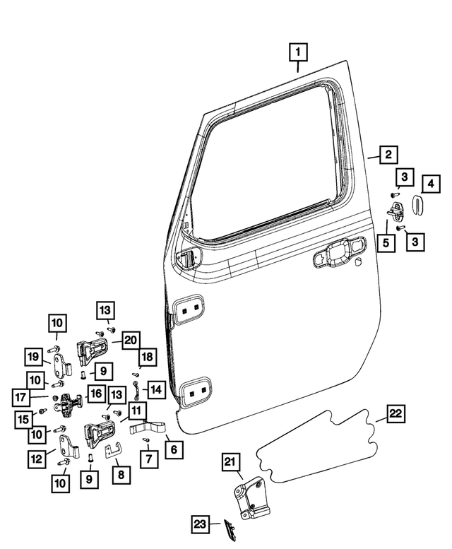 68281911AQ - Doors, Door Mirrors and Related Parts: Front Door, Left for Mopar Image image
