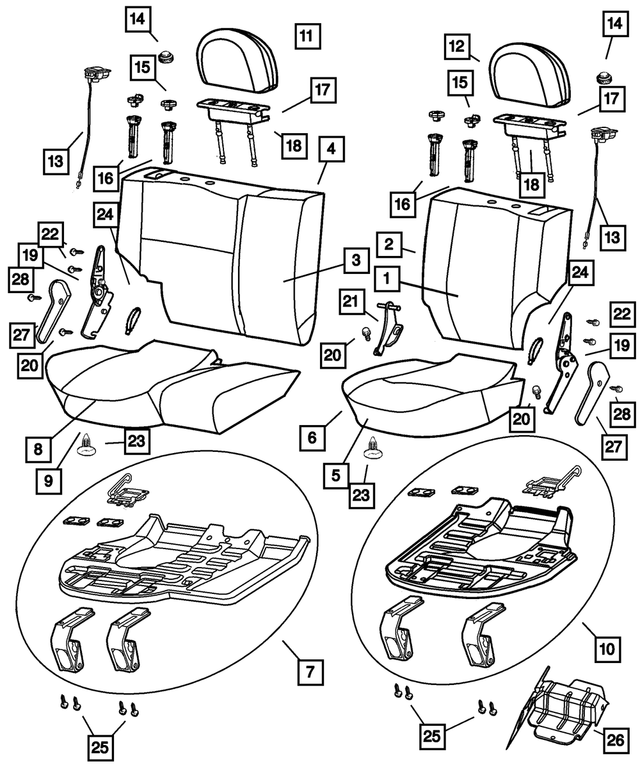 « WN631L5AA – Interior Trim : Dossier De Siège Arrière Housse pour Mopar Image »
