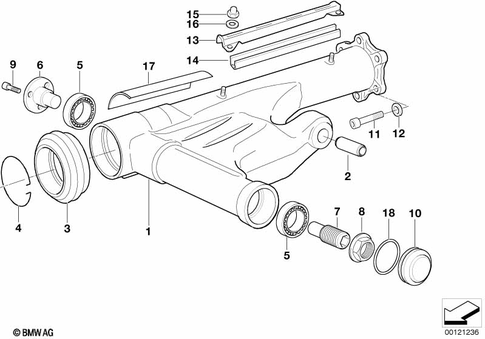 Rear Swing Arm with Bearing, Strut for 2002 BMW-Motorrad R 1200 C Independent #0