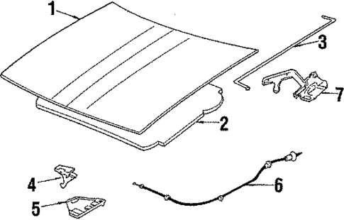 Hood & Components for 1987 Chevrolet Cavalier #0