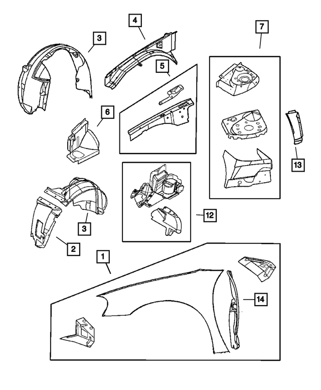 5018849AB - Body Sheet Metal Except Doors: Front Fender, Left for Mopar Image image