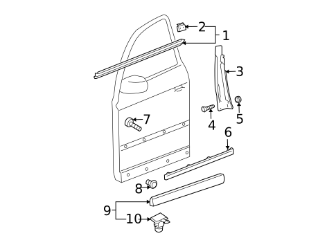 Exterior Trim - Front Door for 2002 Volkswagen Passat #0